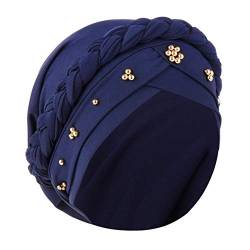 IPENNY Damen Elegante Kopftuch Turban Beanie Hat Bandana Haar Muslim Atmungsaktiv Sonnenschutz Chemo Kappe Haarverlust Islamischen Abaya Dubai Hidschab Stretch Stirnband Mütze KappeTied Head Wrap von IPENNY