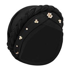 IPENNY Damen Elegante Kopftuch Turban Beanie Hat Bandana Haar Muslim Atmungsaktiv Sonnenschutz Chemo Kappe Haarverlust Islamischen Abaya Dubai Hidschab Stretch Stirnband Mütze KappeTied Head Wrap von IPENNY