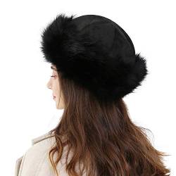 IPENNY Damen Pelzmütze Cossack Russische Mütze Wintermütze Fliegermütze Russen Mütze Ushanka Chapka Winddicht Hut Fellmütze Pelzmütze Kunstpelz Plüsch Schneemütze von IPENNY