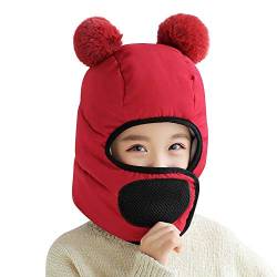 IPENNY Kinder Skimütze Fliegermütze Kindermütze Winter Warm Plüsch gefüttert Jungen Mädchen Wasserdicht Trapper mit Gesichtwärmer Nackenwärme Hut Schalmütze Beanie Winddichte Wintermütze Bomber Sport von IPENNY