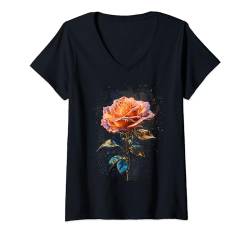 Damen Magische Rosen-T-Shirts mit lustiger Grafik T-Shirt mit V-Ausschnitt von IQTEE