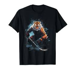 Lustiges Grafik-T-Shirt mit Tiger, der Eishockey spielt T-Shirt von IQTEE