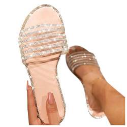 Badeschuhe Damen Glitzer - Sommerschuhe Damen Sandalen Glitzer-Flach Badelatschen rutschfest Hausschuhe Bequem Slippers Sandals Bunt Strass Sandaletten Flip-Flops Badeschlappen/Badelatschen von IQYU