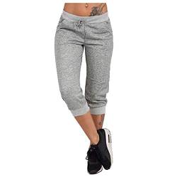 Caprihose Damen 3/4 Sommer Stretch - Wanderhose Damen Sommer 3/4 Sporthose Kurze Hose Fitness-Jogginghose Barmuda Shorts Sommerhose Knielang Freizeithose Große Größen Haremshose/Yogahose/Arbeitshose von IQYU