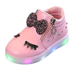 IQYU Anzug Baby Junge LED-Kristallbabystiefel-Säuglingssport-leuchtende Mädchen scherzt Turnschuh-Schuhe Bowknot-Babyschuhe Sneaker Baby 19 (Pink, 24) von IQYU