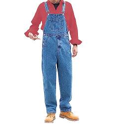 IQYU Arbeitshose Herren Blau Latzhose Männer - Jeanslatzhose Herren Lang 4Xl Overalls - Jumpsuits Männer Baggy Cargohose Sommer Jeanshose Denim-Arbeitslatzhose Onesie Hosenträger Latzanzug Streetwear von IQYU