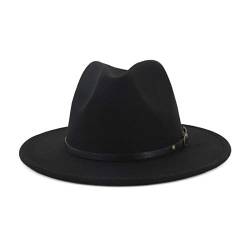 IQYU Cap Netz Rote Panama-Hut lässige Ton Zwei Wolle Frauen Hut Fedora Jazz Hüte für Männer Damen Hüte (Black, One Size) von IQYU