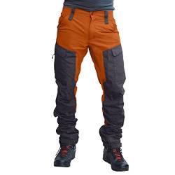 IQYU Cargo Hose Herren, Chino Regular Fit Trainingshose Multi-Pocket Jogginghose Baggy Mittelalter Trekkinghose Leichte Baumwollhose Einfarbige Strandhosen für Urlaub (Orange, M) von IQYU