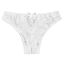 IQYU Damen Ouvert Slip Strings Tanga Erotische Damen Höschen Frauen Sexy Blumenspitze Panty Unterwäsche Slip Plus Ouvert Tanga Dessous Offener Schritt Spitze Reizvoller Niedrige Taille Panty Slips von IQYU