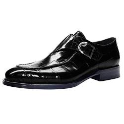 IQYU Größentabelle Herren Schuhe Herrenschuhe Mode Klassischer Stil Britische Retro Spitzschuhschnalle Business Lässige Spitzschuhschuhe Basketball Schuhe Herren 48 (Black, 46) von IQYU
