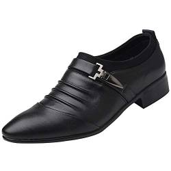 IQYU Hand Schuhe Herren Britische Herrenlederschuhe Mode Mann Spitz Zehen formelle Hochzeit Schuhe Schuhe Herren Kinder (Black, 46) von IQYU