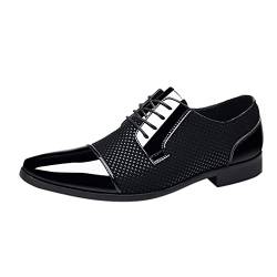 IQYU Herren Lackschuhe Hineinschlüpfen Lederschuhe Oxford Formale Schuhe for Männer Business Schuhe Fahren Freizeit Walkingschuhe Halbschuhe Herrenschuhe von IQYU