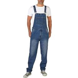 IQYU Herren-Overalls Arbeit Jeanslatzhose Blau Jeans-Latzhose Männer Stretch Baggy Jeanshose Sommer Latzjeans Oversize Arbeitslatzhose Mit Träger Arbeitshosen Jeanshose Overalls Cargo-Jeans Latzhosen von IQYU