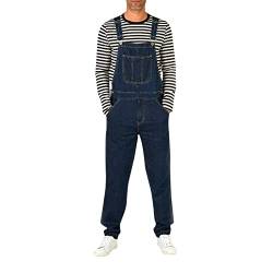 IQYU Herren-Overalls Arbeit Jeanslatzhose Blau Jeans-Latzhose Männer Stretch Baggy Jeanshose Sommer Latzjeans Oversize Arbeitslatzhose Mit Träger Arbeitshosen Jeanshose Overalls Cargo-Jeans Latzhosen von IQYU