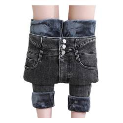 IQYU Jeans Damen Straight-Leggings High Waist Winter GefüTtert-Thermohose-Jeanshose Fleece-Thermojeans Lang Winterhose Thermo-Fleecehose,Thermojeans-Jeans Jogginghose-Strumpfhosen von IQYU