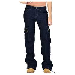 IQYU Jeanshosen Herren 32/32 Hell Damendestrudierten FLAare-Jeans-Beine Denim Cargohose Jeans Jeanshosen Damen Hoher von IQYU