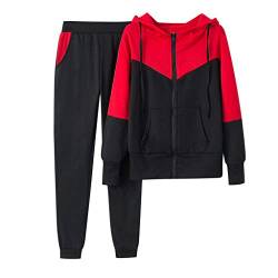 IQYU Jogginganzug Damen Baumwolle Set - Sportanzug Damen Warm Trainingsanzug Mit Kapuze 2-Teilig Freizeitanzug Sport Hoodie & Jogginghose Sportswear Herbst Winter Hausanzug FüR Running,Yoga,Gym von IQYU