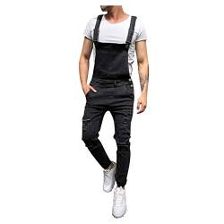 IQYU Latzhose Herren Urban Mode Loch Freizeithose Atmungsaktiv Gewaschener Outdoorhose Regular Fit Arbeitshose Stretch Jogginghose Atmungsaktiv Sporthose Weich Stoffhose Trekkinghose von IQYU