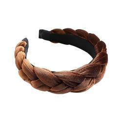 IQYU Laufen Herren Winter Geflochtenes Haarband, Samt, geflochtenes Stirnband, Damen, breites Vintage-gepolstertes Stirnband für Frauen und Mädchen Kopftuch Sommer Damen (Coffee, One Size) von IQYU