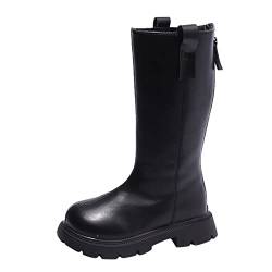 IQYU Mädchen Warme Winterstiefel Langschaftstiefel Hohe Stiefel Prinzessin Schuhe Kinderstiefel Herbst und Winter Schlupfstiefel Winterstiefel Rutschfest Atmungsaktiv Lederstiefel Schneestiefel von IQYU