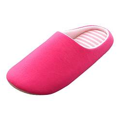 IQYU Plüsch Gefüttert Warm Slipper Gästepantoffeln Hausschuhe plusch Hausschuh Hausschuhe Damen Sommer Zehentrenner Hausschuhe Warme Plüsch Hausschuhe rutschfeste Cozy Slippers (C-Hot Pink, 38-39) von IQYU