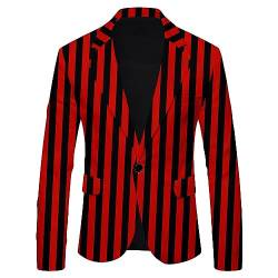 IQYU Portemonnaie Herren Herren-Streifendruck, modischer Trend-Anzug, Deckmantel, lässig Pufferjacke (Red, S) von IQYU