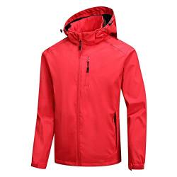 IQYU Regenjacke Herren Wasserdicht Outdoorjacke Leichte Freizeitjacke Windjacke Fahrrad Regenmantel Mit Kapuze Softshelljacke Kapuzenjacke Funktionsjacke Sportswear Laufjacke Zum Wandern, Fahrraden von IQYU