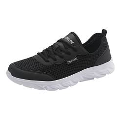 IQYU Sportschuhe Für Herren 47 Männer Turnschuhe Sommer Leichte Atmungsaktive Freizeitschuhe Hohl Mesh Schnürschuhe Casual Laufschuhe Stahlkappen Schuhe Herren Sommer (Black, 44) von IQYU