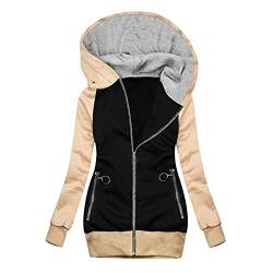 IQYU Sweatjacke Damen Lang GroßE GrößEn - Hoodie Jacke Damen Kapuzenpullover Mit ReißVerschluss-Sportjacke Damen Kapuzenjacke/Sweatshirt-Jacke Mit Kapuze Herbst Sommer Pullover Langarm üBergangsjacke von IQYU