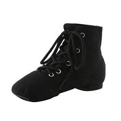 IQYU Tanzstiefel PU-Leder Jazzschuhe Ballettschuhe Tanzschuhe Damen Schnür Jazzschuh Segeltuch Tanz Flache Ballsaal Moderne Jazz Tanzstiefel für Mädchen Damen Schnürschuhe Jazzschuh Tanzschuhe von IQYU