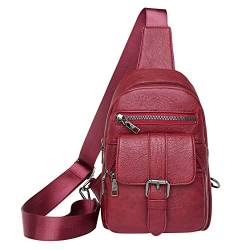 IQYU Taschen Angebot Brusttasche für Männer und Frauen, kleine Crossbody-Schultertasche aus PU-, Daypack, modischer Schultergurt & Taschen (Red, One Size) von IQYU