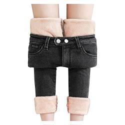 IQYU Winter Jeanshose Damen Thermo-hosen Thermojeans Damen GefüTtert Jeans Winter Warm Thermohose High Waist Winterhose Fleecehose Frauen Jeanshose Stretch Lang Warm Outdoor Winterleggings-Jeans von IQYU