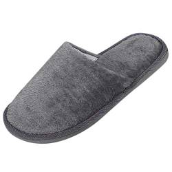 IQYU Winterhausschuhe Pantoffeln Herren Flauschige Pantoffeln Unisex Hüttenschuhe Pantoletten Slippers Leicht Kuschelig Filzpantoffeln rutschfest Gummisohle Gefüttert Slippers von IQYU