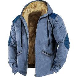 IQYU Winterjacke Herren 5Xl - Kapuzenjacke Herren Oversize Vintage Sweatjacke Winter Fleece-Gefüttert Übergangsjacke Große Größen Wintermantel Mit Kapuze Outdoorjacke Warm Fleecejacke-Funktionsjacke von IQYU