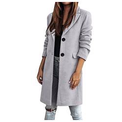 IQYU Wolljacke Damen üBergangsjacke - Wollmantel Damen Elegant Wolle-Trenchcoat Langarm Revers Blazerjacke Frauen Lang Cardigan Slim Fit Blazermantel Winter Trenchjacke Oberbekleidung Jacke Mantel von IQYU