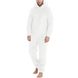 Jumpsuit Herren Kuschelig Fleece-Schlafoverall Flauschig Warm Ganzkörperanzug Winter Hausanzug Teddy-Fleece Schlafoveralls Lang Flauschiger-Einteiler Plüsch-Onesie Winter Pyjama, Geschenk Für Männer von IQYU