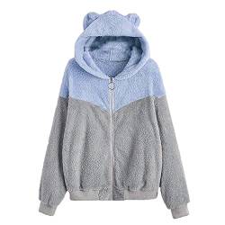 Kawaii Hoodie BäR: Teddy Fleecejacke Mit Ohren Damen Kapuzenpullover MäDchen Langarm Flauschiger-Pullover Casual Sweatshirts Cute Hoodies PlüSch-Kapuzenjacke Herbst Winter Warm Jacke MäNtel von IQYU