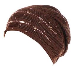 Lange Mützen Frauen Kopfbedeckung Muslim Mesh Indian Tube Turban Baseballmützen Baby Mützen Stricken (Coffee, One Size) von IQYU