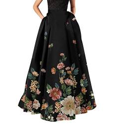 Maxirock Damen Lang Sommer: Boho Blumen-Strandrock Swing Rock-Maxirock Vintage Lange A-Linie Strandrock Chiffon-Rock Damenrock Freizeitrock-Sommerrock Boho-Maxi Langer Rock-Long Skirt von IQYU