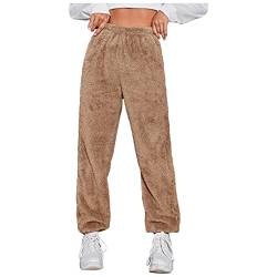 Pyjamahose Damen Lang Flanell - Haushose Damen Baumwolle Warm PlüSchhose Damen Flauschig-Schlafanzughose Baumwolle Jogginghose Lange Warme Freizeithose Loose Yogahose-Winterhose-Sporthose-Thermohose von IQYU