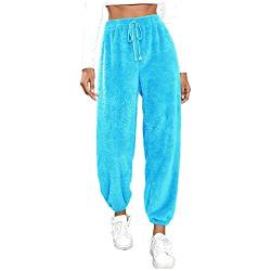 Schlafhose Damen Lang Baumwolle Flanell: Kuschelige Hose Schlafhose Winter Warm Plüschhose Outdoor Jogginghose Mit Taschen Fleecehose Bequeme-Haushose/Freizeithose Pyjama-Hose Schlafanzughose, Xs-5Xl von IQYU