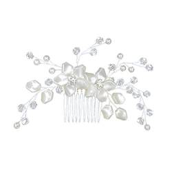 Schweißband Oberarm Brauthaarzubehör für Hochzeit Kamm Clip-Blume Braut Pearl Pin Braut Zubehör Ohren Haarreif Männer (White, One Size) von IQYU