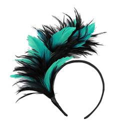 Stirnbänder Damen Sommer Breit Farbenfrohe Fancy Kopfbedeckung Flapper Vintage-Headband Schweißband Breit (Green, One Size) von IQYU