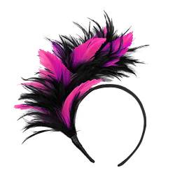 Stirnbänder Damen Sommer Breit Farbenfrohe Fancy Kopfbedeckung Flapper Vintage-Headband Schweißband Breit (Hot Pink, One Size) von IQYU
