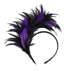 Stirnbänder Damen Sommer Breit Farbenfrohe Fancy Kopfbedeckung Flapper Vintage-Headband Schweißband Breit (Purple, One Size) von IQYU