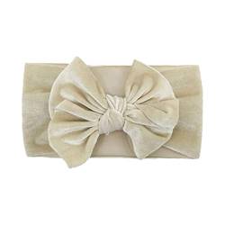 Stirnband Mit Haaren Neugeborenes Kleinkind Kinder Baby Mädchen Baby Stirnbänder Bögen geknotete weiche Headwraps Fotografie Requisiten Soft Tennis (Beige, One Size) von IQYU