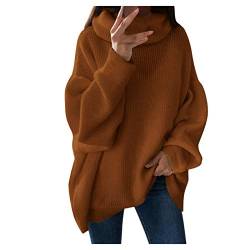 Strickpullover Damen Oversize FledermausäRmel - Grobstrickpullover Zopfmuster-Rollkragenpullover Vintage Pulli Herbst Winter Langarm Elegant Pullover Grobstrick-Winterpullover Rollkragen-Strickpulli von IQYU