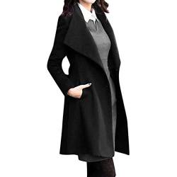 Trenchcoat Damen Kurz Beige - Wolljacke Damen Schwarz Kurzmantel Langarm Elegant Wolljacke Mit GüRtel üBergangsjacke Cabanjacke Wolle-Mantel Business Blazermantel Herbst Winter Dufflecoat-Cardigan von IQYU