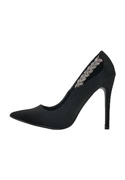 IRIDIA Damen Pumps mit Kristallverzierung, SCHWARZ, 38 EU von IRIDIA