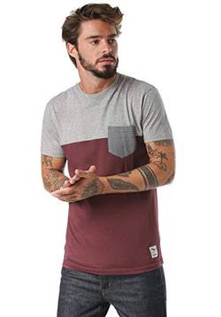 IRIEDAILY Herren Bio-Baumwoll T-Shirt mit Brusttasche - Block Pocket Tee in Red Wine, S von IRIEDAILY